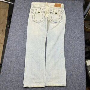 VTG NWT True Religion Jeans Billy Super T 34x33 Light Wash Thick Stitch Baggy